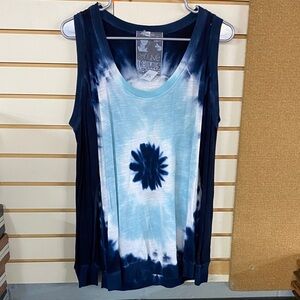 Young Fabulous & Broke Tie Dye Sky Blue Cold Shoulder Long Sleeve Top Sz Small